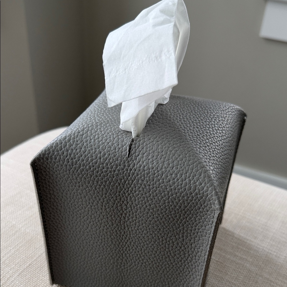 Leather Tissue Box Cover - Picture 3 of 7